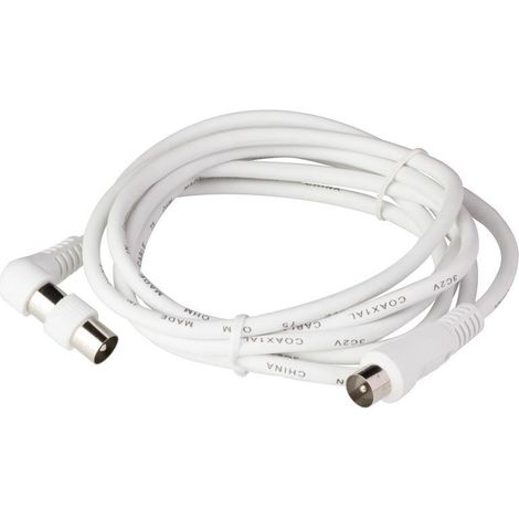 Prolunga tv coassiale 9.5 mm cavo 2 metri termoplastico bianco scame 180.5902