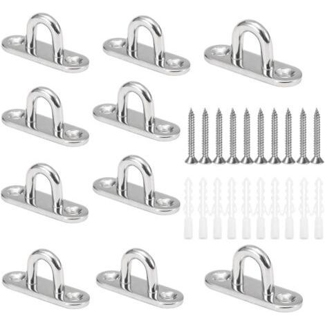 10 Pièces M5 Crochets de Plafond en Forme U en Acier Inoxydable 304 de Base 15 x 45mm Support Mural Plaques à Oeil pour Fixer les Cordons sur Bateau et Yoga ou Suspendre les Lustres de Plafond (1/5)