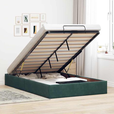 Cadre de lit ottoman sans matelas-Structure de lit vert foncé 120x200 cm velours 189550 (1/5)