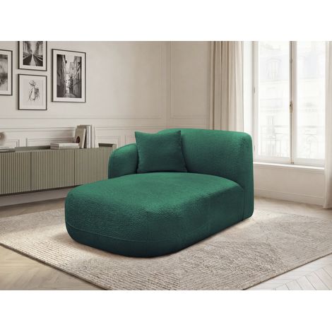 BOBOCHIC - Méridienne avec accoudoir pour canapé modulable ANDA tissu chenille Angle gauche Vert foncé (1/5)
