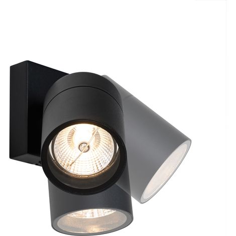 QAZQA Moderno Aplique de exterior negro AR70 orientable IP44 - Solo Acero inoxidable /Vidrio Redonda Adecuado para LED Max. 1 x 35 Watt