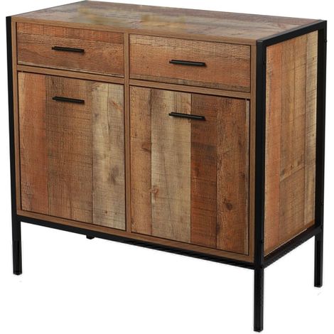 Commode 2 tiroirs et 2 portes design industriel RIVERSIDE (1/3)