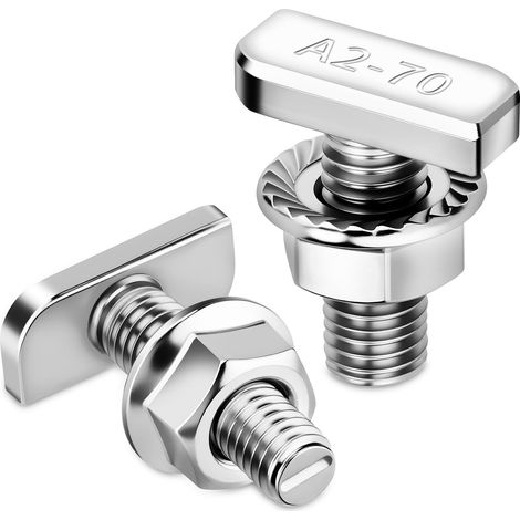 Vis à Tête Marteau M10x30 mm, 12 Pièces Vis à Glissière T-Nut Acier Inoxydable A2-70 Boulons à Tête en T avec Écrous à Collerette Hexagonale pour Montage Photovoltaïque PV Serre (1/5)