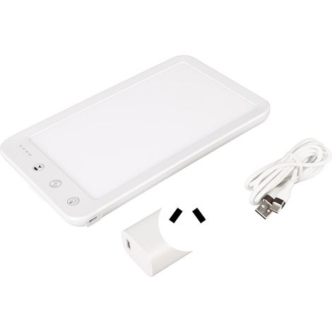 Lampe de luminothérapie LED sans UV, lumière blanche vive, 5 niveaux d'intensité réglables, simulateur de lumière solaire pour aide au sommeil, 100-240V avec prise AU. (1/5)