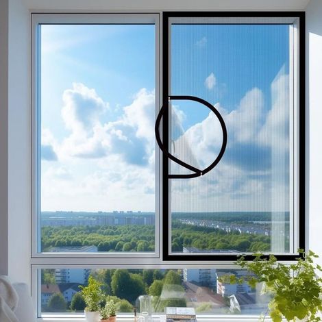 Fenster-Moskitonetz mit Reißverschluss, selbstklebendes Netzgewebe, Sicherheitsnetz für Katze/Balkon (130 x 150 cm, selbstklebendes graues Netzgewebe) (1/4)
