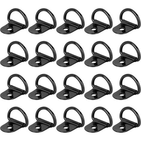 20 anelli di fissaggio a D, anelli di ancoraggio a trazione, anelli di fissaggio per rimorchi, auto, camion, kayak, utensili elettrici, fissaggio del carico, 36x25 mm, neri (1/4)