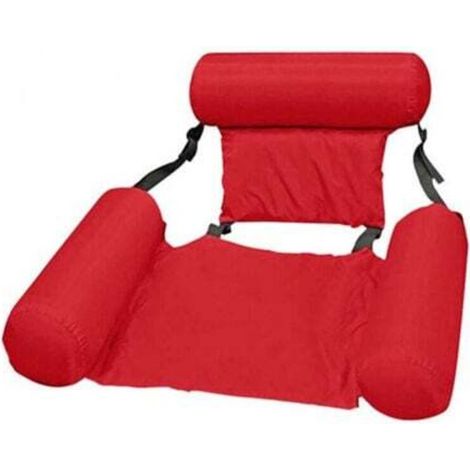 Amaca da piscina rossa, sedia galleggiante reclinabile, sedia gonfiabile da piscina, amaca galleggiante pieghevole, amaca galleggiante reclinabile per adulti