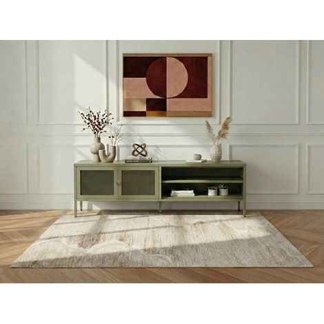 BOBOCHIC - Meuble TV 2 portes 2 niches 160 cm CLARA métal édition limitée Vert (1/5)