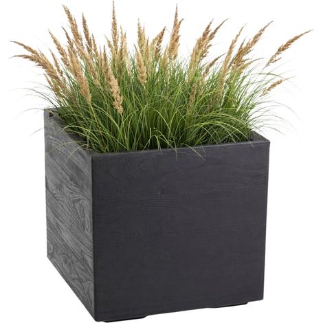 Maceta Betonique con ruedas, tablero reciclado, negro, 40x40xh40 cm (1/5)