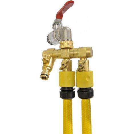 Terreau de jardin – Raccord rapide en laiton à 3 entrées – Diamètre 20 mm – 2 sorties pivotantes à 360° – Raccord pour un arrosage efficace (1/5)