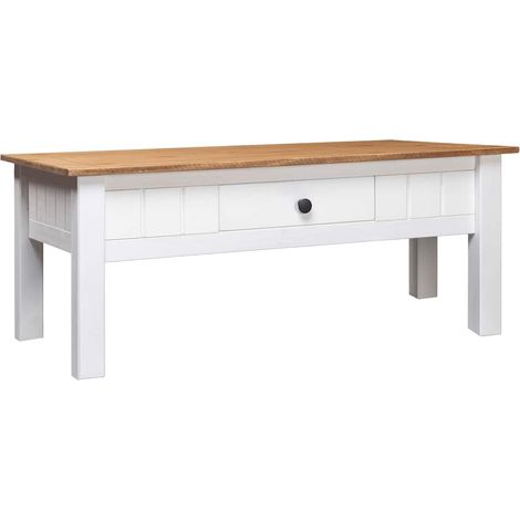 Table basse de salon avec tiroir design classique 100 x 60 x 45 cm bois de pin massif DEC037802