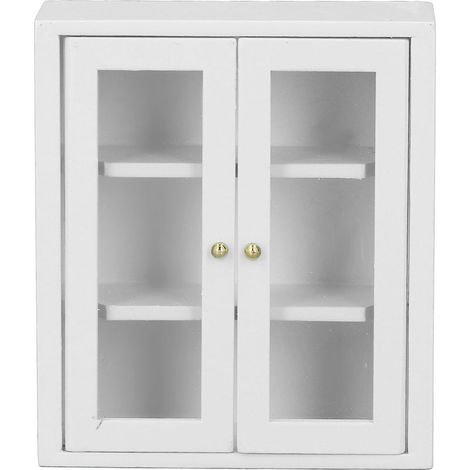 Meuble mural miniature en bois blanc pour maison de poupée 1:12, armoire de cuisine jouet de simulation, décoration (1/5)