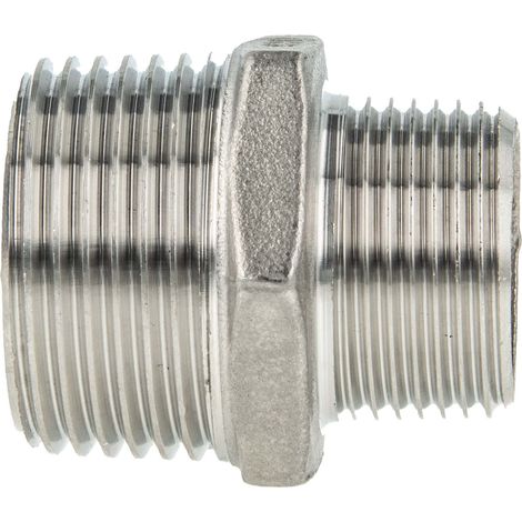 tecuro Reduktions-Doppelnippel Edelstahl V4A (AISI 316), AG/AG 3/8 x 1/8 Zoll