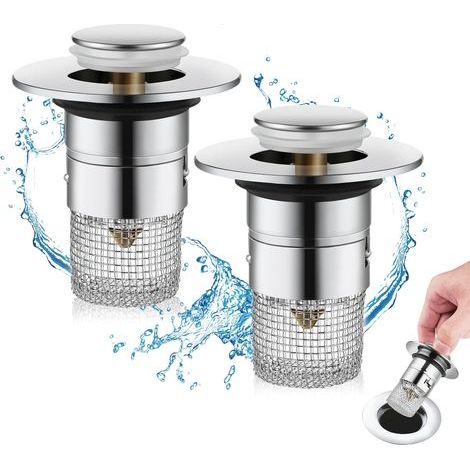 2 Stücke WaschbeckenstöPsel für 34-40mm Abfluss Ablauf, Abflussstopfen Waschbecken mit Haarsieb, Universal Pop Up Abflusssieb Dusche schnell ablaufend, Abflussstopfen füR Aufsatzwaschbecken (1/5)