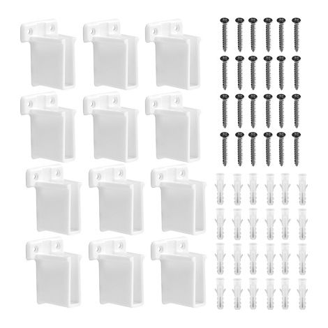 12 accessoires pour camping-car : support en plastique pour tringle de fenêtre, support de cadre métallique, support mural (blanc) avec vis.