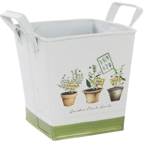 Bac en fer-blanc « Fresh Herbs », 14 x 14 x H. 14 cm (lot de 5) (1/2)