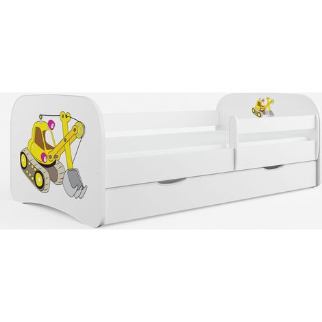 Lit enfant version grue avec sommiers et barrière de sécurité amovible Drimy-70x140 (1/5)