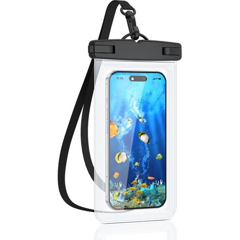 IPX8 Certified Waterproof Smartphone Pouches iPhone 16/15/14/13/12/11 Plus Pro Max, Redmi Note 13/13 Pro 12 A3, Galaxy A15 A35 A25 A54 A55, Waterproof Case up to 7 Inches (Transparent)