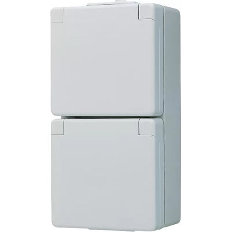 Jung Steckdose 2-fach grau glänzend AP Klappd IP44 WG 600 622 W (1/2)