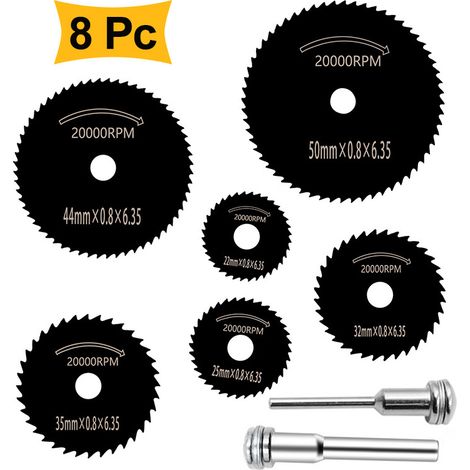 Lot de 8 mini outils rotatifs à lame de scie circulaire pour ensemble d'outils électriques de coupe de métal (noir) MNS (1/2)
