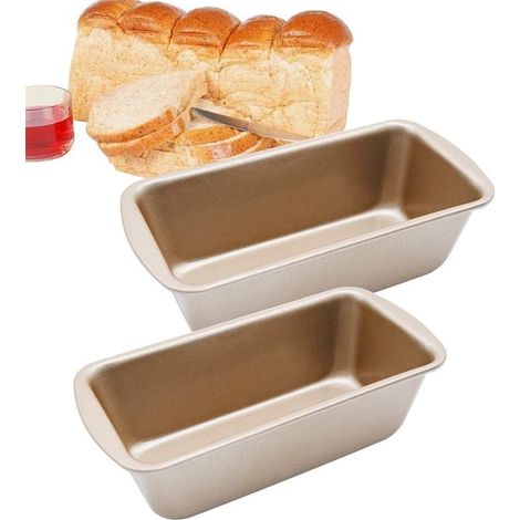 Due teglie rotonde in acciaio inox per pane, 19x9x5 cm, piccole teglie da forno, teglie rettangolari antiaderenti, compatibili con forno e friggitrice ad aria, colore oro. (1/5)