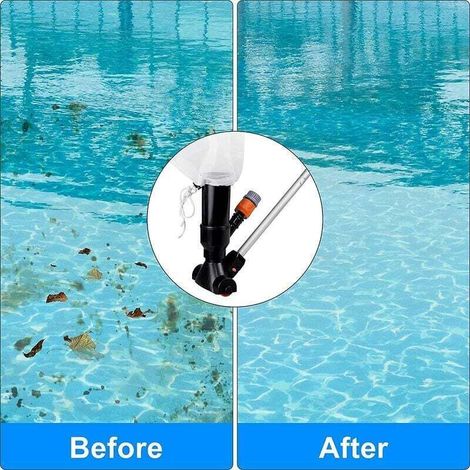 Aspirateur de Piscine Portable pour piscines Hors Sol, Spa Fontaine Jacuzzi aspirateur sous Marin Noir avec tête d'aspiration à Feuilles et Manche à 5 Sections noir (1/4)