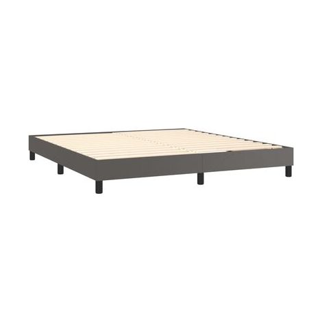 Sommier style Snowco (avec matelas et lampe LED), gris, 160 × 200 cm, éclairage led d’ambiance, pour chambre, décor moderne, facile à assembler (1/5)