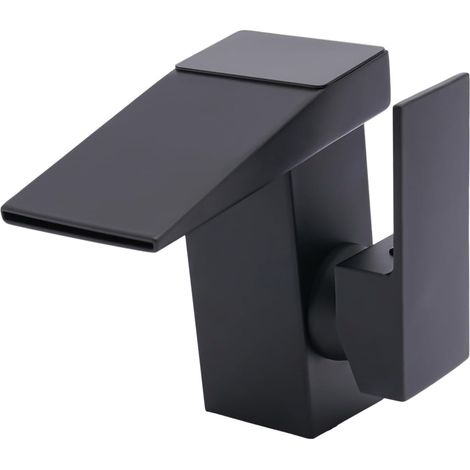Robinet cascade pour vasque, noir, cartouche céramique, LED (1/5)