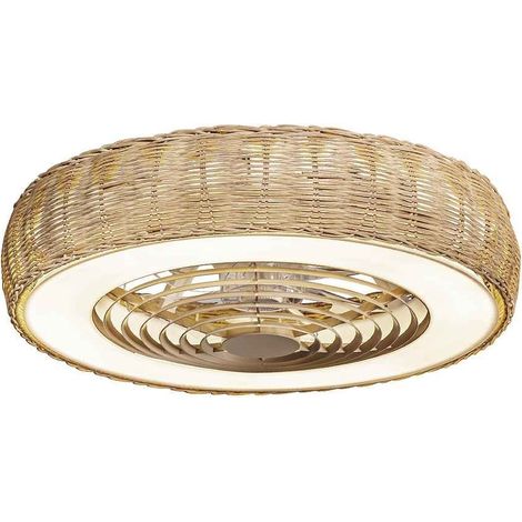 Mantra Kilimanjaro Plafonnier LED à intensité variable et ventilateur CC 35 W, télécommande, rotin beige (1/5)
