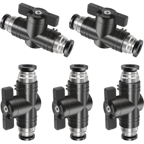 Lot de 5 connecteurs pneumatiques 8 mm - Robinet d'arrêt pneumatique à air comprimé - Cordon rond - Tuyau pneumatique - 8 mm - Raccord pneumatique - Tête directe pneumatique pour raccord rapide à gaz
