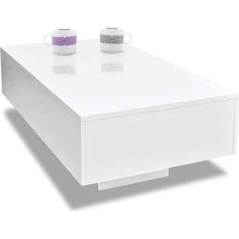 FIMEI Table basse Haute brillance Blanche 85 x 55 x 31 cm (1/5)
