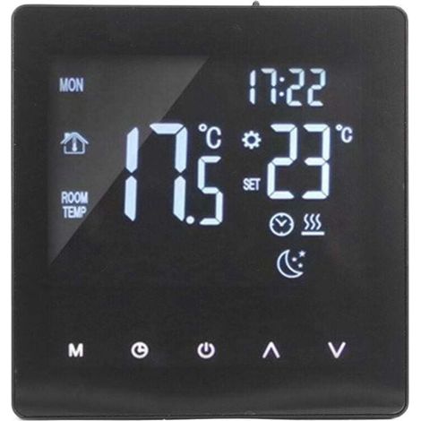 Termostato digitale con schermo LCD, programmabile, intelligente, touchscreen, regolatore per caldaia ad acqua calda da pavimento, nero, AC90-240V, K2MRH3A (1/4)