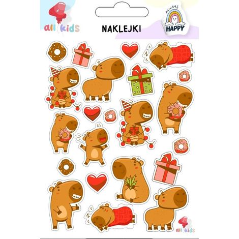 Adesivi natalizi con capibara per bambini