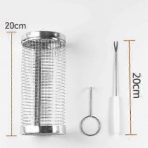 Barbecue d'extérieur à retournement automatique avec 10 autocollants pour barbecue, grille en acier inoxydable à largeur réglable, 10 trous pour brochettes et outils pour rouler. Couleur : 20 cm. (1/4)