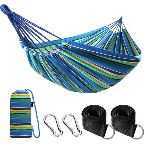 Outdoor-Camping-Hängematte, tragbar, aus Canvas, leicht, mit baumfreundlichen Gurten, Tragetasche, perfekt für Garten, Balkon, Terrasse, Strand und Wandern (1/5)