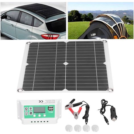 Panneau solaire flexible monocristallin en silicium 40 W 18 V avec contrôleur de charge solaire 20 A pour usage extérieur (1/5)