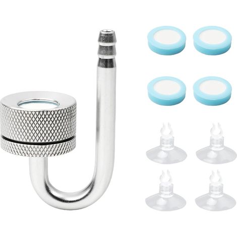 Diffuseur de CO2 pour aquarium avec disque en céramique, ventouses et tuyau en U, silencieux (1/5)