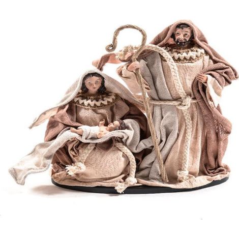 Natività natalizia in resina e legno con finiture in tessuto per presepe -Piccolo (1/2)