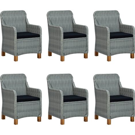 Maison Exclusive - 7-tlg. Garten-Essgruppe mit Auflagen Poly Ratt