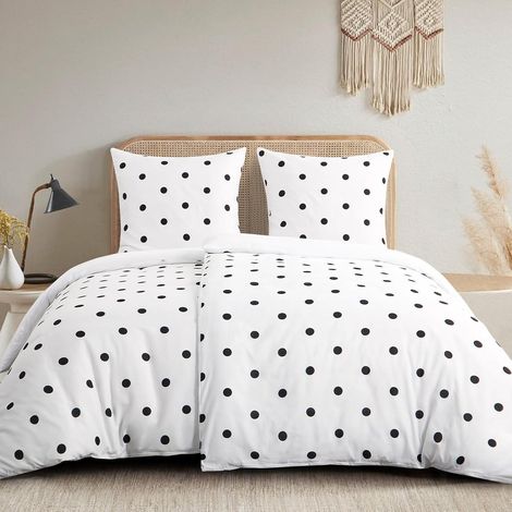 Bettwäsche 135x200 Mikrofaser Weiß 135x200 4teilig Polka Dot (1/5)
