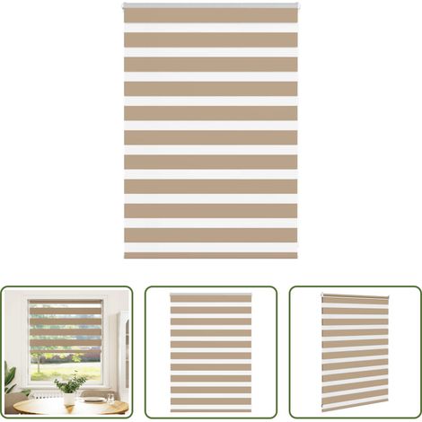 Store à deux couches - Store zèbre marron sable largeur du tissu 90,9 cm polyester (1/5)
