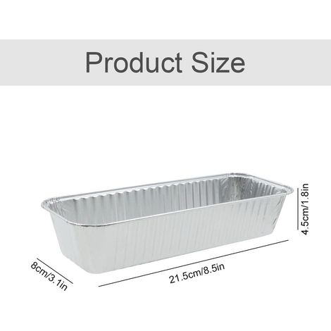 Lot de 25 Barquettes Aluminium, 21,5x7,8x4,3 cm, Résistant Chaleur, Récipient Graisse, Pour Barbecue Et Four