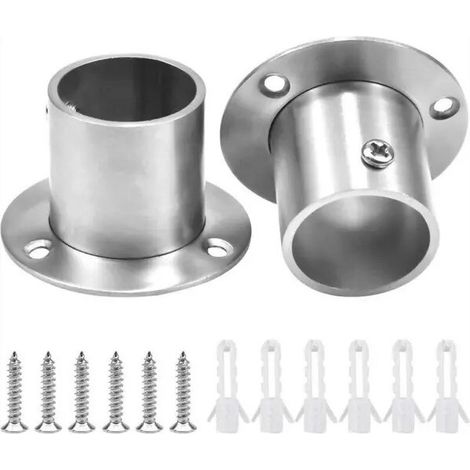 Support de bride pour tige, acier inoxydable 304, pour tige de diamètre 32 mm, avec vis de réglage, lot de 2 pièces, argenté, une bride de 62 mm (1/4)