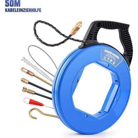 Tire Fils Electricien Aiguille 4,5mm 50m,  Electrique Solide CâBle Fibre De Traction Avec 7 Adaptateur En fibre de verre RéTraction Aide De Ruban De Poisson