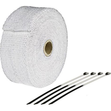 Bande Thermique échappement 10M Blanche + 4 Fixations Largeur: 50mm - Ep: 1,5mm