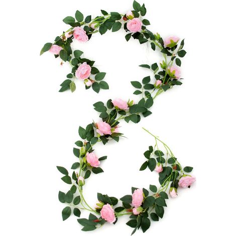 Arreglo floral artificial de mesa hecho a mano de 2,4 m de largo en color marfil, rosa ruborizada. (1/4)