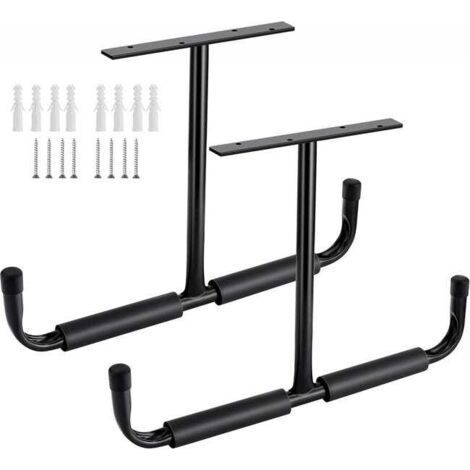(2 Paquets, Noir)Crochet de rangement de plafond de garage en acier, support de rangement robuste pour bois suspendu (1/5)