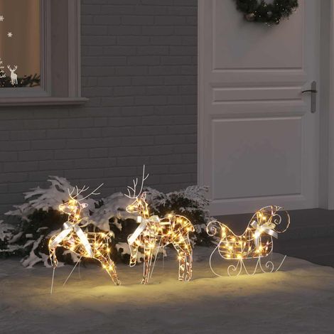 LED Rentiere mit 60 LEDs 3 pcs Warmes Weiß PET