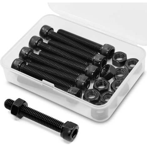 M8 x 60mm 10PCS Vis cylindriques Boulon à tête hexagonale Entièrement Filetée Boulons et écrous en Acier au Carbone 12,9(Noir) (1/5)