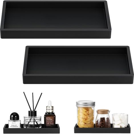 2 Plateau, Silicone, Antidérapant, Résistant Chaleur, Noir Mat, Salle De Bain Cuisine (1/5)